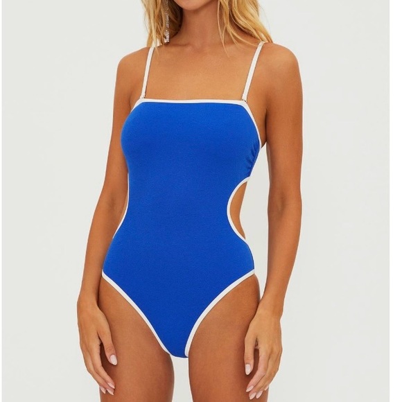 Beach Riot Other - NWT Beach Riot Daphne Blue One-Piece Swimsuit Size M Removable Straps Open Back